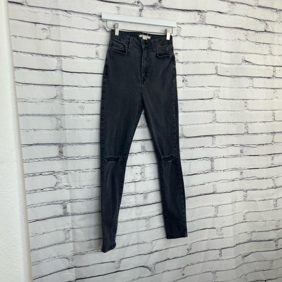 Forever 21 High Rise Distressed Skinny Jeans Women’s 26 Black Gray Stretch Denim - Picture 3 of 16